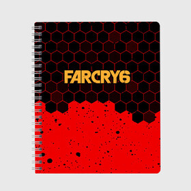 Тетрадь с принтом FAR CRY 6 ФАР КРАЙ 6 в Белгороде, 100% бумага | 48 листов, плотность листов — 60 г/м2, плотность картонной обложки — 250 г/м2. Листы скреплены сбоку удобной пружинной спиралью. Уголки страниц и обложки скругленные. Цвет линий — светло-серый
 | cry | dawn | far | far cry 6 | farcry | farcry 6 | farcry6 | game | games | logo | new | primal | six | антон | дэни | игра | игры | кастильо | край | лого | логотип | рохас | символ | символы | фар | фар край 6 | фаркрай | фаркрай 6 | фаркрай6