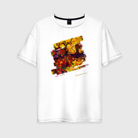 Женская футболка хлопок Oversize с принтом Взрыв цвета в Белгороде, 100% хлопок | свободный крой, круглый ворот, спущенный рукав, длина до линии бедер
 | желтый | красный | синий | фиолетовый | чёрный