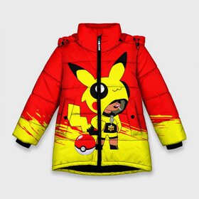 Зимняя куртка для девочек 3D с принтом Brawl stars Leon pikachu в Белгороде, ткань верха — 100% полиэстер; подклад — 100% полиэстер, утеплитель — 100% полиэстер. | длина ниже бедра, удлиненная спинка, воротник стойка и отстегивающийся капюшон. Есть боковые карманы с листочкой на кнопках, утяжки по низу изделия и внутренний карман на молнии. 

Предусмотрены светоотражающий принт на спинке, радужный светоотражающий элемент на пуллере молнии и на резинке для утяжки. | crow | mortis | pika pika | pokemon go | surge | биби | бравл старс | бравлер | герои | девочкам | детям | джесси | леон пикачу | логотипы игр | малыш | мальчикам | милый | нита | пика пика | пикачу | покебол | покемон