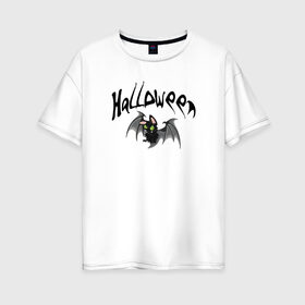 Женская футболка хлопок Oversize с принтом Хеллоуин в Белгороде, 100% хлопок | свободный крой, круглый ворот, спущенный рукав, длина до линии бедер
 | halloween | гадания | игры | летучие | мертвых | момо | мыши | нечистые | праздик | силы | тыквы | хеллоуин
