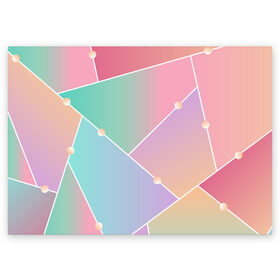 Поздравительная открытка с принтом Нежные цвета геометрии в Белгороде, 100% бумага | плотность бумаги 280 г/м2, матовая, на обратной стороне линовка и место для марки
 | геометрический | геометрия | мозаика | нежные | нежный | пастель.пастельный | цвет | цвета