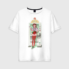 Женская футболка хлопок Oversize с принтом АСКА ЕВАНГЕЛИОН в Белгороде, 100% хлопок | свободный крой, круглый ворот, спущенный рукав, длина до линии бедер
 | 02 | evangelion | аниме | аска | ева | евангелион | манга | ноль два | синдизи