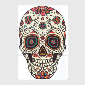 Магнитный плакат 2Х3 с принтом Весёлый череп в Белгороде, Полимерный материал с магнитным слоем | 6 деталей размером 9*9 см | арт | белый | вектор | зубы | красный | оранжевый | расписной череп | рисунок | цветы | череп | чёрный