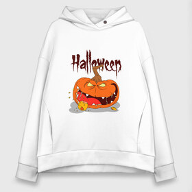 Женское худи Oversize хлопок с принтом HALLOWEEN в Белгороде, френч-терри — 70% хлопок, 30% полиэстер. Мягкий теплый начес внутри —100% хлопок | боковые карманы, эластичные манжеты и нижняя кромка, капюшон на магнитной кнопке | halloween | pumpkin | арт | арт черепа | голова | голова джека | джек | мертвец | мертвецы | праздник | праздник мёртвых | сыетильник джека | тыква | хэллоуин | череп | черпа