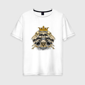 Женская футболка хлопок Oversize с принтом Король всех королей в Белгороде, 100% хлопок | свободный крой, круглый ворот, спущенный рукав, длина до линии бедер
 | корона | корона на черепе | три черепа | череп с короной | черепа