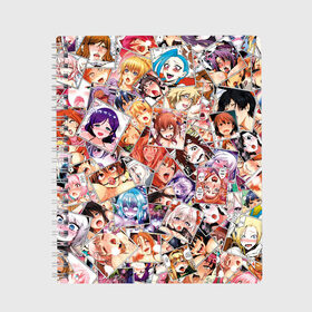 Тетрадь с принтом Color ahegao в Белгороде, 100% бумага | 48 листов, плотность листов — 60 г/м2, плотность картонной обложки — 250 г/м2. Листы скреплены сбоку удобной пружинной спиралью. Уголки страниц и обложки скругленные. Цвет линий — светло-серый
 | Тематика изображения на принте: ahegao | anime | manga | аниме | ахегао | коллаж | манга | паттерн | цвет