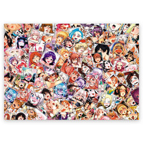 Поздравительная открытка с принтом Color ahegao в Белгороде, 100% бумага | плотность бумаги 280 г/м2, матовая, на обратной стороне линовка и место для марки
 | Тематика изображения на принте: ahegao | anime | manga | аниме | ахегао | коллаж | манга | паттерн | цвет