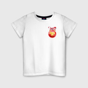 Детская футболка хлопок с принтом новогодний шар в Белгороде, 100% хлопок | круглый вырез горловины, полуприлегающий силуэт, длина до линии бедер | 2021 | бык | год быка | год коровы | новый год | символ года