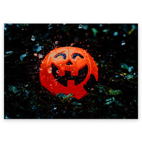 Поздравительная открытка с принтом Pumpkin в Белгороде, 100% бумага | плотность бумаги 280 г/м2, матовая, на обратной стороне линовка и место для марки
 | halloween | pumpkin head devil | тыква джек | хэллоуин