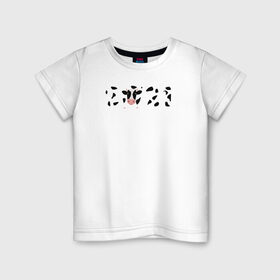 Детская футболка хлопок с принтом Год коровы 2021 в Белгороде, 100% хлопок | круглый вырез горловины, полуприлегающий силуэт, длина до линии бедер | 2021 | бык | год быка | год коровы | новый год | символ года