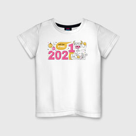 Детская футболка хлопок с принтом 2021 год быка в Белгороде, 100% хлопок | круглый вырез горловины, полуприлегающий силуэт, длина до линии бедер | 2021 | бык | год быка | год коровы | новый год | символ года