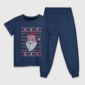 Детская пижама хлопок с принтом Рождественский свитер с Сантой в Белгороде, 100% хлопок |  брюки и футболка прямого кроя, без карманов, на брюках мягкая резинка на поясе и по низу штанин
 | 