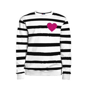 Детский свитшот 3D с принтом Сердце с полосками в Белгороде, 100% полиэстер | свободная посадка, прямой крой, мягкая тканевая резинка на рукавах и понизу свитшота | любовь | милый | модный | полоски | розовый | семья | сердце | чёрный