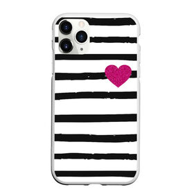 Чехол для iPhone 11 Pro Max матовый с принтом Сердце с полосками в Белгороде, Силикон |  | Тематика изображения на принте: любовь | милый | модный | полоски | розовый | семья | сердце | чёрный