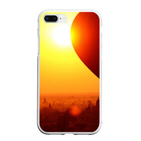 Чехол для iPhone 7Plus/8 Plus матовый с принтом Город в пустыне в Белгороде, Силикон | Область печати: задняя сторона чехла, без боковых панелей | Тематика изображения на принте: закат | оранжевый | пустыня | солнце
