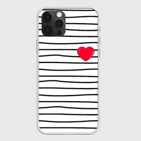 Чехол для iPhone 12 Pro Max с принтом Полоски с сердцем в Белгороде, Силикон |  | Тематика изображения на принте: любовь | милый | модный | полоски | розовый | семья | сердце | чёрный
