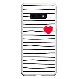 Чехол для Samsung S10E с принтом Полоски с сердцем в Белгороде, Силикон | Область печати: задняя сторона чехла, без боковых панелей | любовь | милый | модный | полоски | розовый | семья | сердце | чёрный