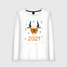 Женский лонгслив хлопок с принтом год быка 2021 в Белгороде, 100% хлопок |  | 2021 | бык | год быка | год коровы | новый год | символ года