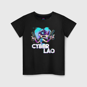 Детская футболка хлопок с принтом Cyber Lao в Белгороде, 100% хлопок | круглый вырез горловины, полуприлегающий силуэт, длина до линии бедер | mc lao | mclao | бан | блогер | богатыри | лайрафортнайт | мельница | мслао