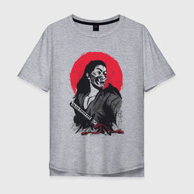 Мужская футболка хлопок Oversize с принтом Японский Воин Самурай в Белгороде, 100% хлопок | свободный крой, круглый ворот, “спинка” длиннее передней части | Тематика изображения на принте: art | blade | blood | illustration | japan | japanese | katana | mask | moon | ronin | samurai | sekiro | shogun | sword | tsushima | warrior | арт | в маске | иллюстрация | катана | кровавая | луна | мерч | меч | отступник | ронин | сегун |
