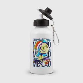 Бутылка спортивная с принтом MC LAO в Белгороде, металл | емкость — 500 мл, в комплекте две пластиковые крышки и карабин для крепления | mc lao | mclao | бан | блогер | богатыри | лайрафортнайт | мельница | мслао