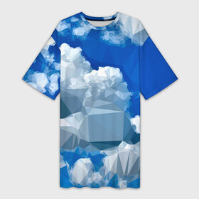 Платье-футболка 3D с принтом Полигональные Облака в Белгороде,  |  | Тематика изображения на принте: abstract | nature | polygonal | абстракция | геометрические фигуры | геометрия | небо | облака | полигональные облака | полигональный | полигоны | природа