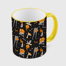 Кружка с принтом Halloween Monsters в Белгороде, керамика | ёмкость 330 мл | angry | art | cat | creatures | flame | grumpy | horror | kitten | kitty | merch | pussy | pussycat | арт | грибы | злые | иллюстрация | котенок | кошка | кринж | мерч | монстры | наряд | недовольные | огонь | паттерн | сердитые | создания