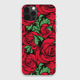 Чехол для iPhone 12 Pro Max с принтом Алые Розы в Белгороде, Силикон |  | art | fashion | flora | floral | flower | flowers | garden | illustration | red | rose | thorns | арт | букет | бутоны | иллюстрация | красные | лепестки | листья | мода | растения | рисунок | роза | сад | сочные | тренд | флора | флорист | флор