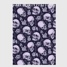Скетчбук с принтом Мрачные черепа с розами в Белгороде, 100% бумага
 | 48 листов, плотность листов — 100 г/м2, плотность картонной обложки — 250 г/м2. Листы скреплены сверху удобной пружинной спиралью | dark | gloomy | grim | halloween | hell | metal | metall | music | reaper | roses | skeleton | skull | skulls | souls | thorns | ад | взгляд | души | жнец | йорик | метал | металл | мрак | музыка | розы | скелет | скелеты | те