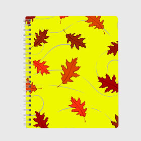 Тетрадь с принтом Autumnal в Белгороде, 100% бумага | 48 листов, плотность листов — 60 г/м2, плотность картонной обложки — 250 г/м2. Листы скреплены сбоку удобной пружинной спиралью. Уголки страниц и обложки скругленные. Цвет линий — светло-серый
 | abstraction | autumn | autumnal | colorful | fallen | leaves | patterns | texture | yellow | абстракция | желтый | листья | опавший | осенний | осень | разноцветный | текстура | узоры