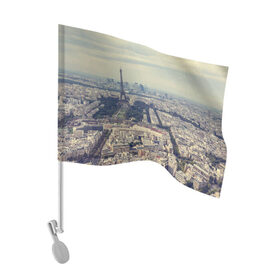 Флаг для автомобиля с принтом Париж в Белгороде, 100% полиэстер | Размер: 30*21 см | город | париж | улицы города | франция | эйфелевая башня