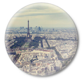 Значок с принтом Париж в Белгороде,  металл | круглая форма, металлическая застежка в виде булавки | город | париж | улицы города | франция | эйфелевая башня