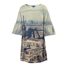 Детское платье 3D с принтом Париж в Белгороде, 100% полиэстер | прямой силуэт, чуть расширенный к низу. Круглая горловина, на рукавах — воланы | город | париж | улицы города | франция | эйфелевая башня