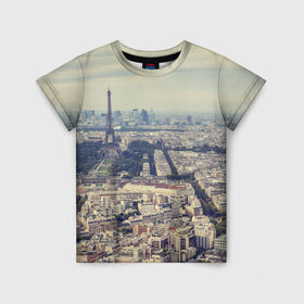 Детская футболка 3D с принтом Париж в Белгороде, 100% гипоаллергенный полиэфир | прямой крой, круглый вырез горловины, длина до линии бедер, чуть спущенное плечо, ткань немного тянется | город | париж | улицы города | франция | эйфелевая башня
