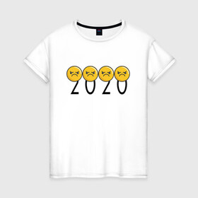 Женская футболка хлопок с принтом 2020 (Z) в Белгороде, 100% хлопок | прямой крой, круглый вырез горловины, длина до линии бедер, слегка спущенное плечо | 2020 | 2020 год | 2020год | emoji | smail | smile | the end | апокалипсис | взрыв | год | конец света | мордочка | негатив | рожица | смаил | смайл | улыбка | эмоджи | ядерный взрыв