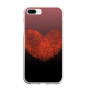 Чехол для iPhone 7Plus/8 Plus матовый с принтом Сердце из отпечатков пальцев в Белгороде, Силикон | Область печати: задняя сторона чехла, без боковых панелей | влюбленные | вместе | градиент | линии судьбы | любовь | он и она | отпечатки пальцев | пальчики | признание | сердце | следы