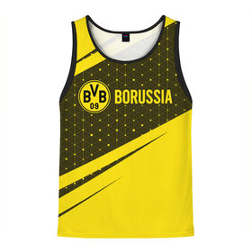 Мужская майка 3D с принтом BORUSSIA / Боруссия в Белгороде, 100% полиэстер | круглая горловина, приталенный силуэт, длина до линии бедра. Пройма и горловина окантованы тонкой бейкой | Тематика изображения на принте: borussia | club | dortmund | footbal | logo | боруссия | дортмунд | знак | клуб | логотип | логотипы | символ | символы | форма | футбол | футбольная | футбольный