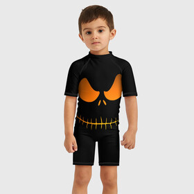 Детский купальный костюм 3D с принтом Зловещая улыбка в Белгороде, Полиэстер 85%, Спандекс 15% | застежка на молнии на спине | Тематика изображения на принте: halloween | злая улыбка | праздник | страшный праздник | хэллоуин