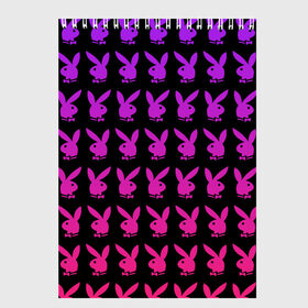 Скетчбук с принтом playboy в Белгороде, 100% бумага
 | 48 листов, плотность листов — 100 г/м2, плотность картонной обложки — 250 г/м2. Листы скреплены сверху удобной пружинной спиралью | black | pink | playboy | violet | плейбой | розовый | фиолетовый. | черный