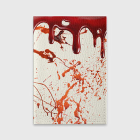 Обложка для паспорта матовая кожа с принтом Стекающая кровь в Белгороде, натуральная матовая кожа | размер 19,3 х 13,7 см; прозрачные пластиковые крепления | 2020 | blood | halloween | капли | кровавый | кровь | пятна | следы | стекающая | хэллоуин | хэлоуин