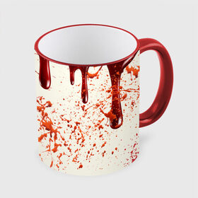 Кружка с принтом Стекающая кровь в Белгороде, керамика | ёмкость 330 мл | 2020 | blood | halloween | капли | кровавый | кровь | пятна | следы | стекающая | хэллоуин | хэлоуин