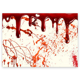 Поздравительная открытка с принтом Стекающая кровь в Белгороде, 100% бумага | плотность бумаги 280 г/м2, матовая, на обратной стороне линовка и место для марки
 | 2020 | blood | halloween | капли | кровавый | кровь | пятна | следы | стекающая | хэллоуин | хэлоуин