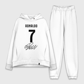 Женский костюм хлопок Oversize с принтом CRISTIANO RONALDO АВТОГРАФ в Белгороде,  |  | cristiano ronaldo | fc juventus | juventus | криштиану роналду. | фк ювентус | футбол | футбольный клуб | ювентус