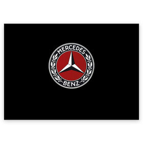 Поздравительная открытка с принтом Значок Mercedes в Белгороде, 100% бумага | плотность бумаги 280 г/м2, матовая, на обратной стороне линовка и место для марки
 | mercedes | значки | лого | машины | мерседес
