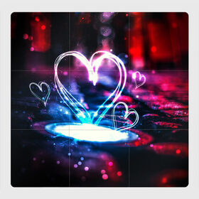 Магнитный плакат 3Х3 с принтом Неоновое сердце в Белгороде, Полимерный материал с магнитным слоем | 9 деталей размером 9*9 см | Тематика изображения на принте: любовь | неоновое сердце | неоновые сердечки | сердечки | сердце