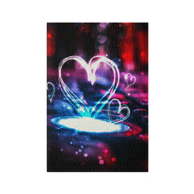 Обложка для паспорта матовая кожа с принтом Неоновое сердце в Белгороде, натуральная матовая кожа | размер 19,3 х 13,7 см; прозрачные пластиковые крепления | любовь | неоновое сердце | неоновые сердечки | сердечки | сердце