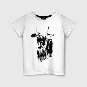 Детская футболка хлопок с принтом бык нарисованный в Белгороде, 100% хлопок | круглый вырез горловины, полуприлегающий силуэт, длина до линии бедер | 2021 | бык | год быка | год коровы | новый год | символ года