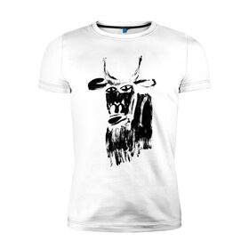 Мужская футболка хлопок Slim с принтом бык нарисованный в Белгороде, 92% хлопок, 8% лайкра | приталенный силуэт, круглый вырез ворота, длина до линии бедра, короткий рукав | 2021 | бык | год быка | год коровы | новый год | символ года