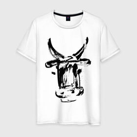 Мужская футболка хлопок с принтом бык в Белгороде, 100% хлопок | прямой крой, круглый вырез горловины, длина до линии бедер, слегка спущенное плечо. | Тематика изображения на принте: 2021 | бык | год быка | год коровы | новый год | символ года
