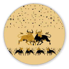 Коврик для мышки круглый с принтом год быка в Белгороде, резина и полиэстер | круглая форма, изображение наносится на всю лицевую часть | 2021 | бык | год быка | год коровы | новый год | символ года